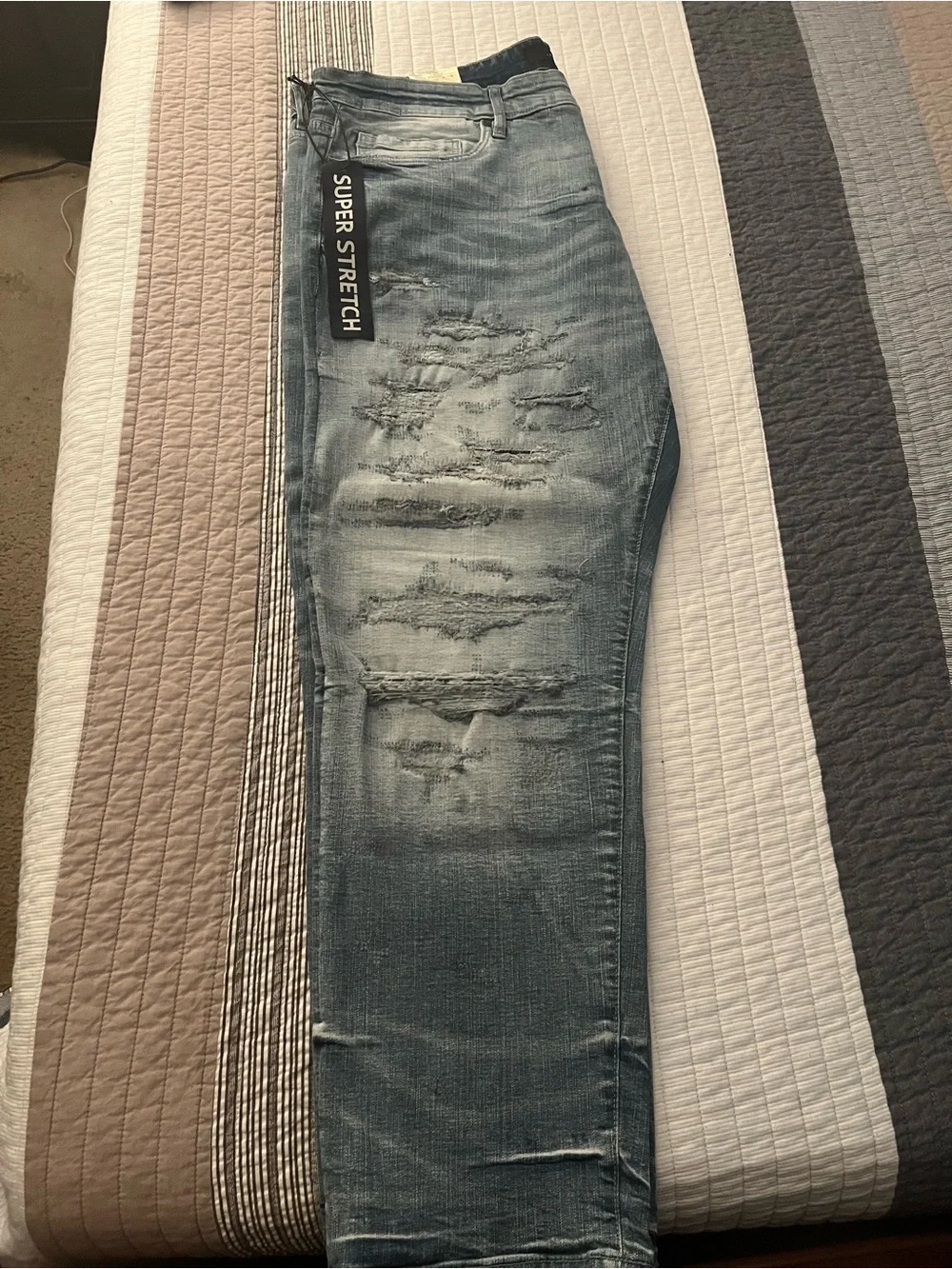 Jordan Craig Men Distressed Light Blue Jeans